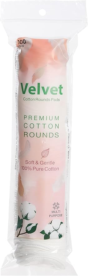 Velvet multipurpose rounded cotton pads pack of 100 pcs