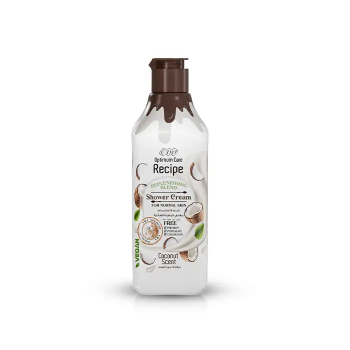 Eva Recipe Replenishing Blend Shower Cream For Normal Skin Coconut Scent 370 Ml