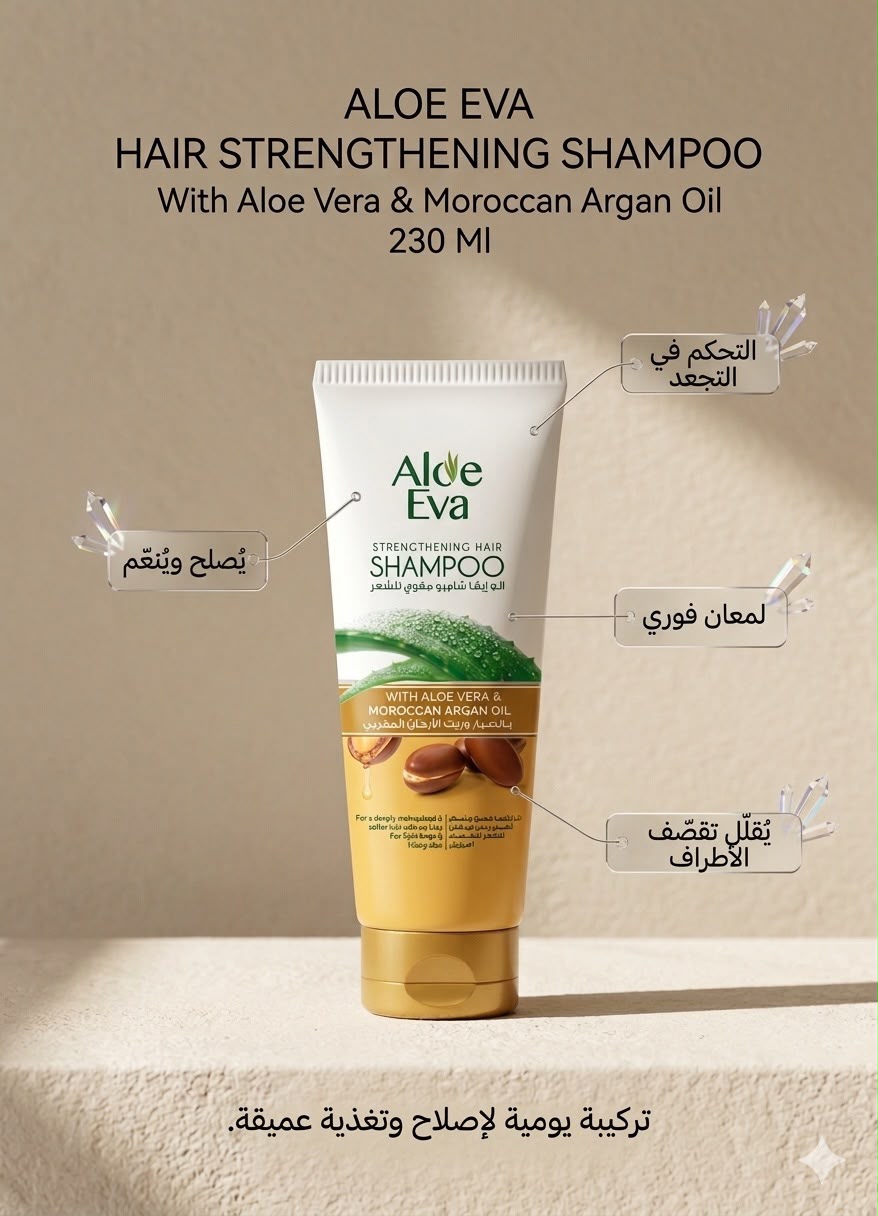 Aloe Eva Hair Strengthening Shampoo With Aloe Vera & Moroccan Argan Oil 230 Ml